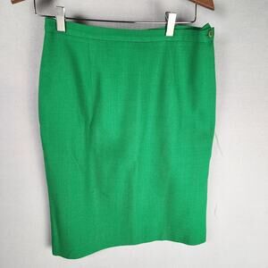 Jones New York Bright Green Skirt Size 10 100% Wool 24"